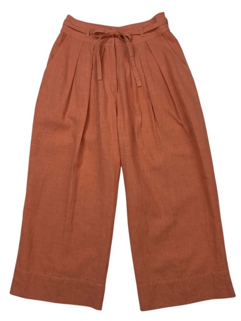Anthropologie En Saison Jasper Pant XS Coral Wide Leg High Rise Belted - Picture 7 of 16